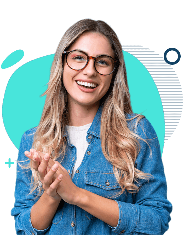 smiling woman with glasses