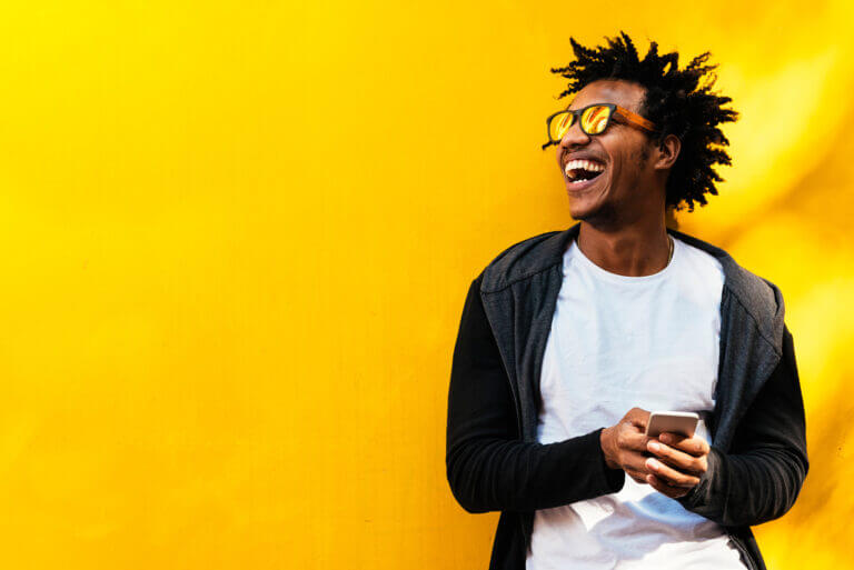 happy man with sunglasses